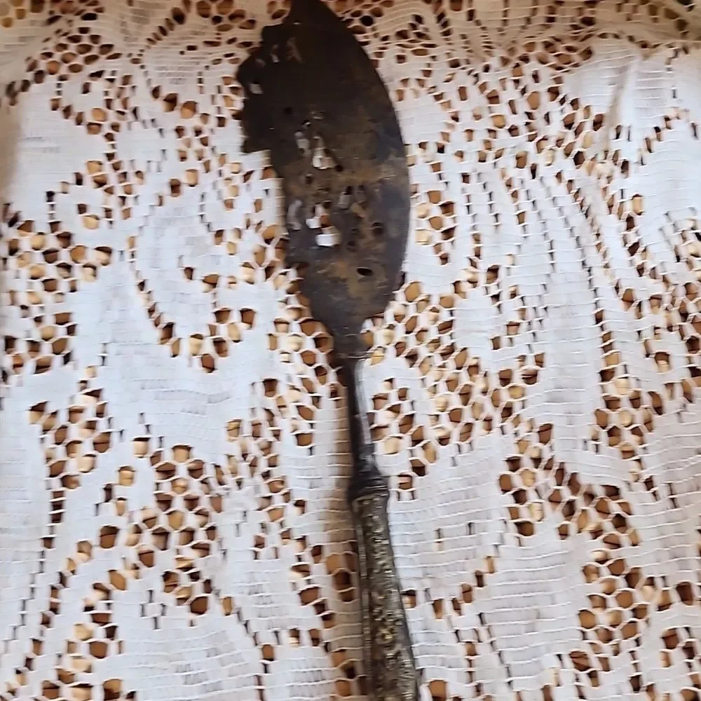 Vintage Ornate Weighted Brass Fish Serving Knife Ren Fest
